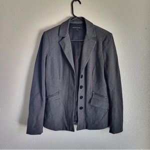 Lafayette 148 Gray Blazer Jacket Lined Career Button Front Womens 8